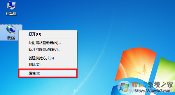 打開Win7“網(wǎng)絡(luò)”的屬性