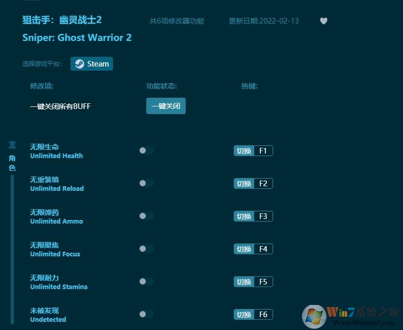 狙擊手幽靈戰(zhàn)士2六項(xiàng)修改器 v1.3.14