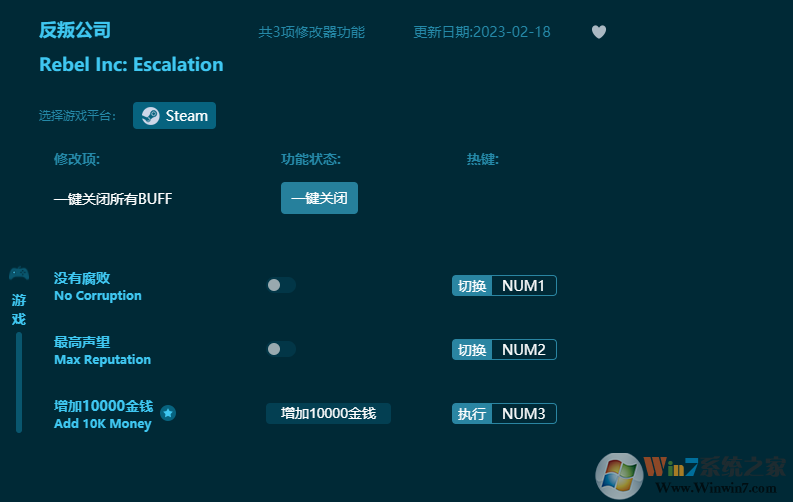 反叛公司多項修改器 v2023最新版