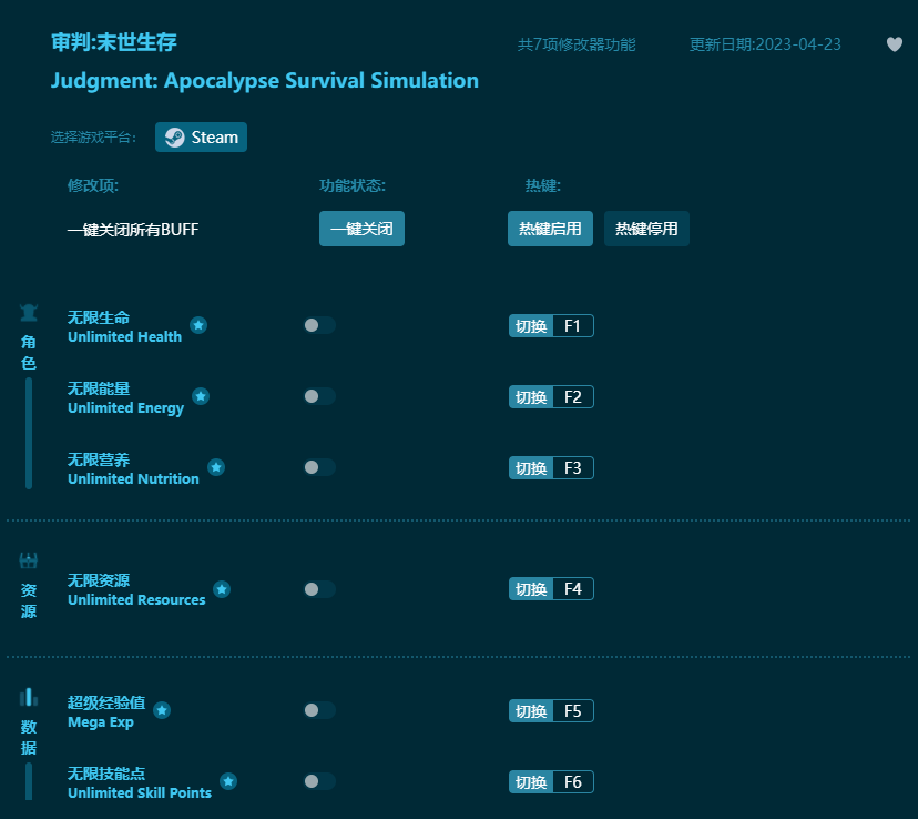 審判末世生存模擬七項(xiàng)修改器 v2023最新版